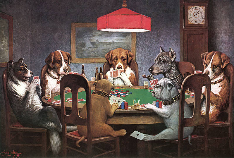 dogs playing poker